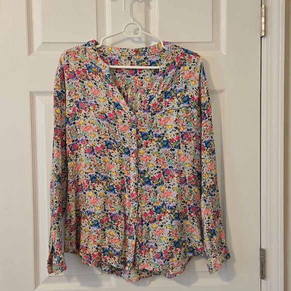 Kut from the Kloth Paint Splatter Print Long Sleeve Button Front Shirt Size XL - Picture 1 of 6